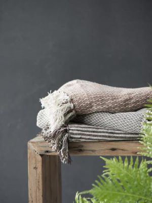 Ib Laursen Plaid creme/hørfarvet rudemønster 6514-30