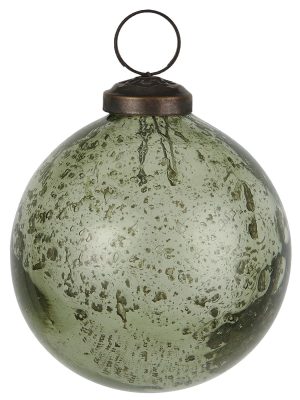 Ib Laursen Julekugle pebbled glas mosgrøn 8642-41