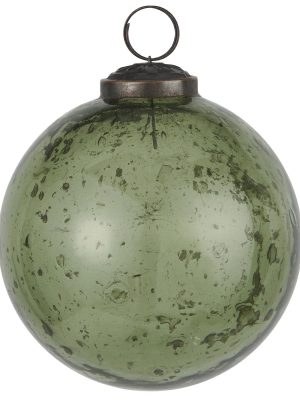 Ib Laursen Julekugle pebbled glas mosgrøn 8643-41