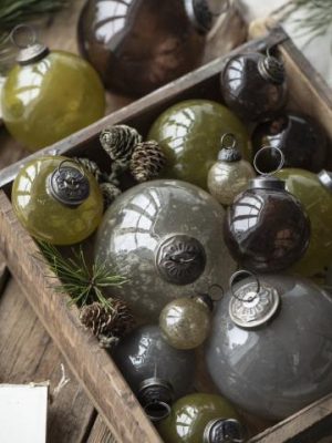 Ib Laursen Julekugle glas løgformet autumngreen