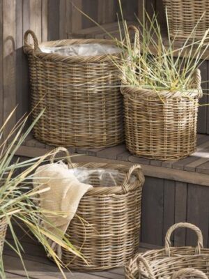 Ib Laursen rattankurv m/plast 51 cm