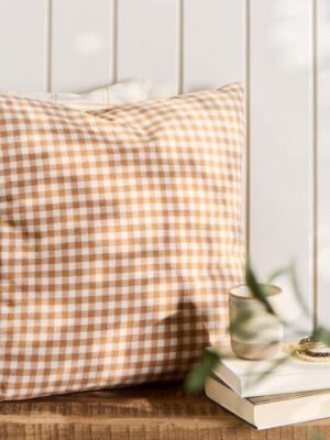 Ib Laursen Pudebetræk rustikbrun m/naturfarvede tern