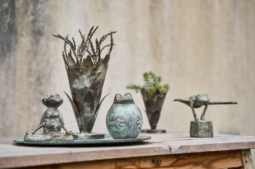 Speedtsberg Frø yoga 12cm metal antikgrøn - Billede 2