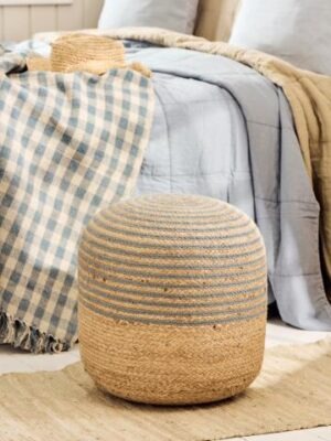 Ib Laursen Puf jute m/blå striber