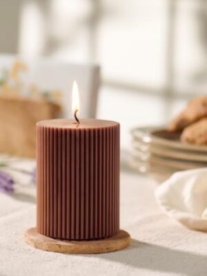 Ib Laursen Bloklys rillet 9cm nøddebrun