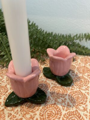 Ib Laursen Stage t/kronelys keramik lyserød